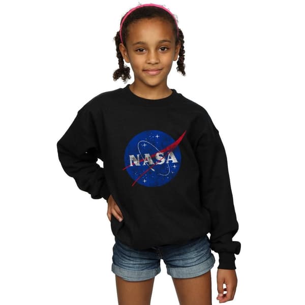 NASA Sweatshirt i bomull med tryckande logotyp för flickor