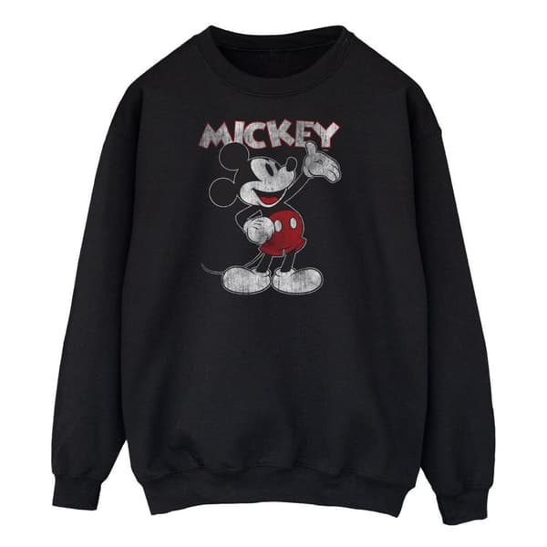 Disney Mens Presents Mickey Mouse Sweatshirt Black S
