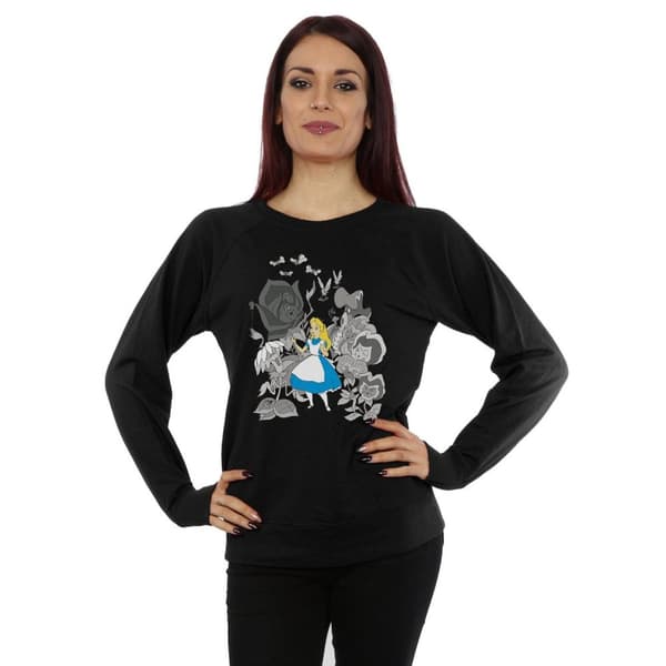 Alice In Wonderland Sweatshirt i bomull med blommor, dam/dam
