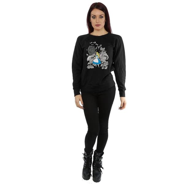 Alice In Wonderland Sweatshirt i bomull med blommor, dam/dam