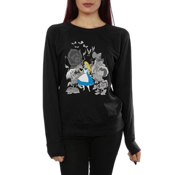 Alice In Wonderland Sweatshirt i bomull med blommor, dam/dam