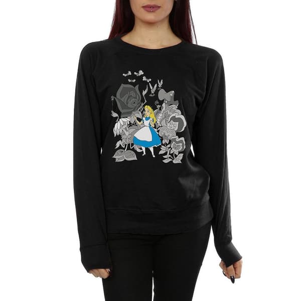 Alice In Wonderland Sweatshirt i bomull med blommor, dam/dam