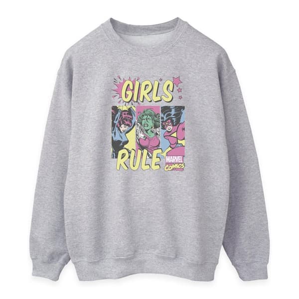 Marvel Comics Womens/Ladies Girls Rule Sweatshirt Heather Grey S