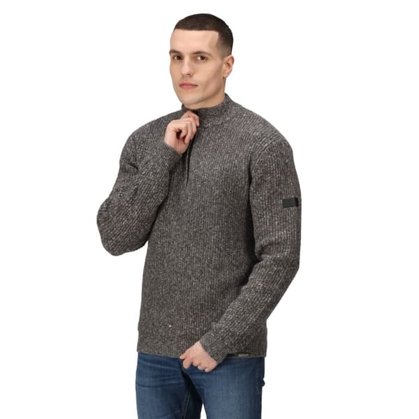 Regatta Mens Solomon Marl Knitted Zip Neck Sweatshirt