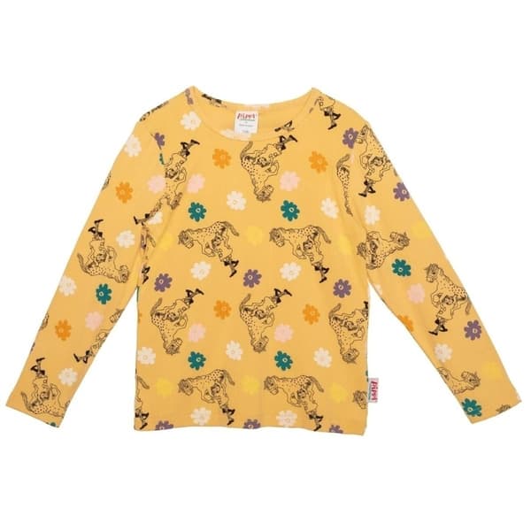 Pippi Langstrømpe Blomster sweater beige