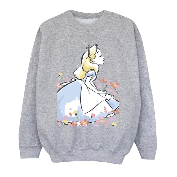 Disney Girls Alice In Wonderland Sketch Flowers Sweatshirt