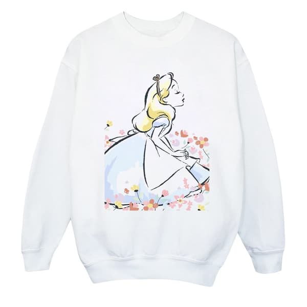 Disney Sweatshirt med skissade blommor från Alice i underlandet