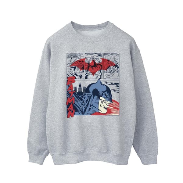 DC Comics Mens Batman Comic Strip Sweatshirt Sports Grey XL