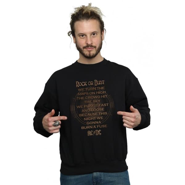 AC/DC Mens Rock Or Bust Lyrics Sweatshirt