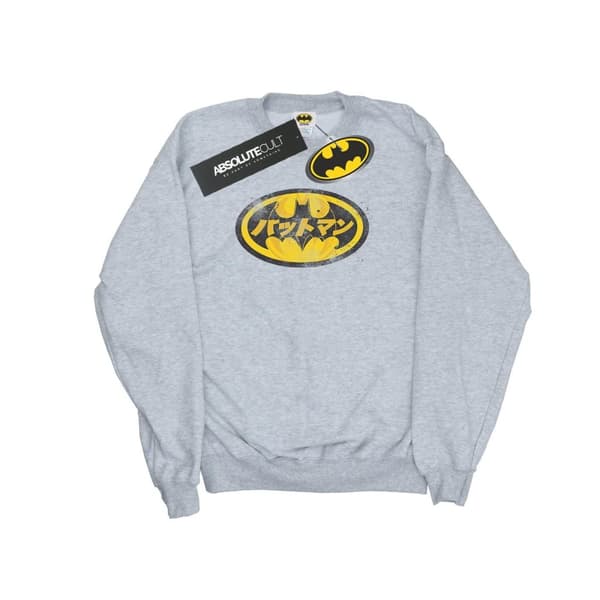 DC Comics Mens Batman Japanese Logo Yellow Sweatshirt