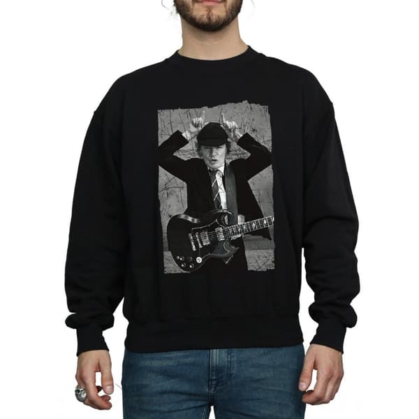 AC/DC Angus Young - Sweatshirt med tryckfotografi, herr