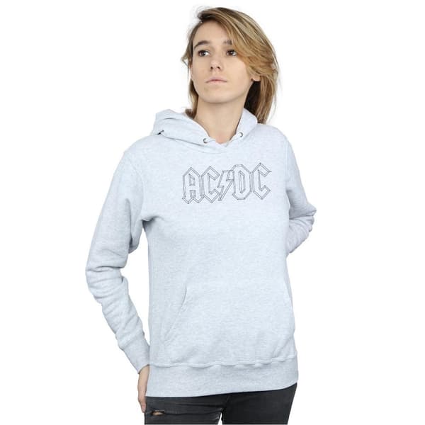 AC/DC Womens/Ladies Black Outline Logo Hoodie