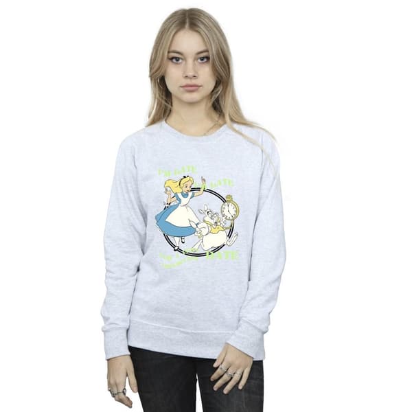 Disney Dam/Tjej Alice I Wonderland I´m Late Sweatshirt