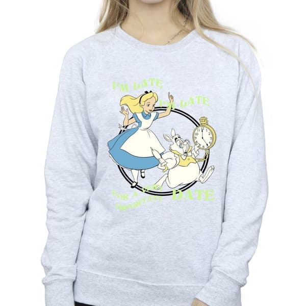 Disney Dam/Tjej Alice I Wonderland I´m Late Sweatshirt