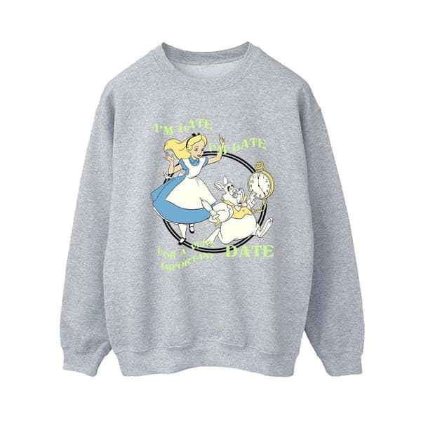 Disney Dam/Tjej Alice I Wonderland I´m Late Sweatshirt