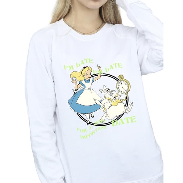 Disney Dam/Tjej Alice I Wonderland I´m Late Sweatshirt
