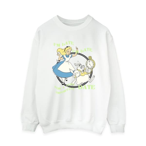 Disney Dam/Tjej Alice I Wonderland I´m Late Sweatshirt