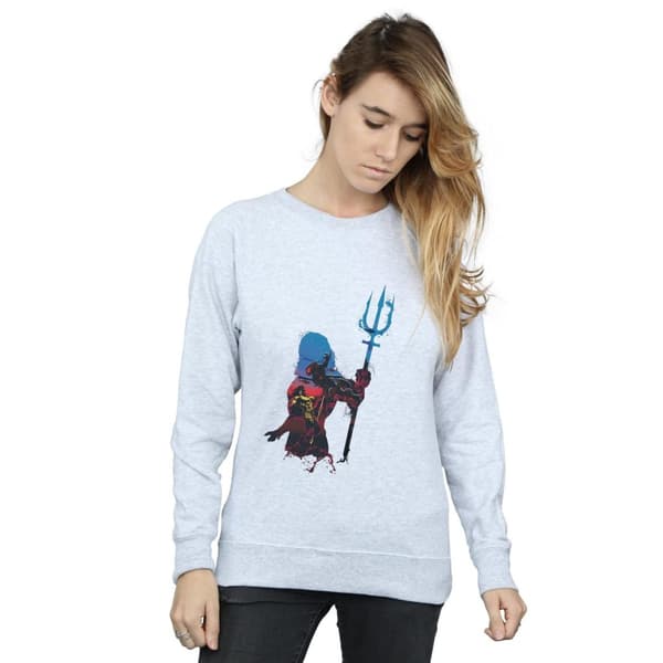 DC Comics Womens/Ladies Aquaman Battle Silhouette Sweatshirt