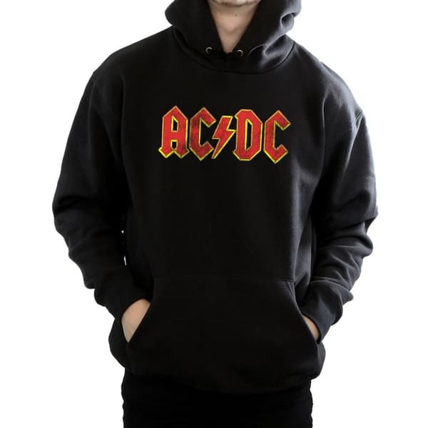AC/DC Mens Distressed Red Logo Hoodie