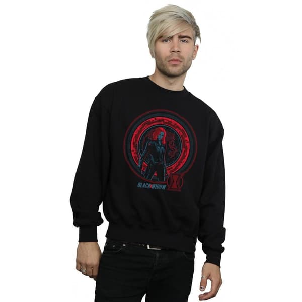 Marvel Mens Black Widow Movie Computer Globe Sweatshirt
