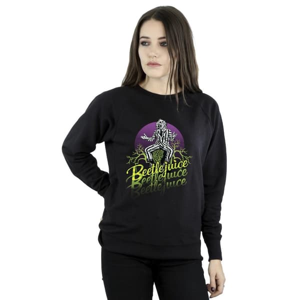 Beetlejuice Dam/Tjej Sweatshirt med lila cirkel