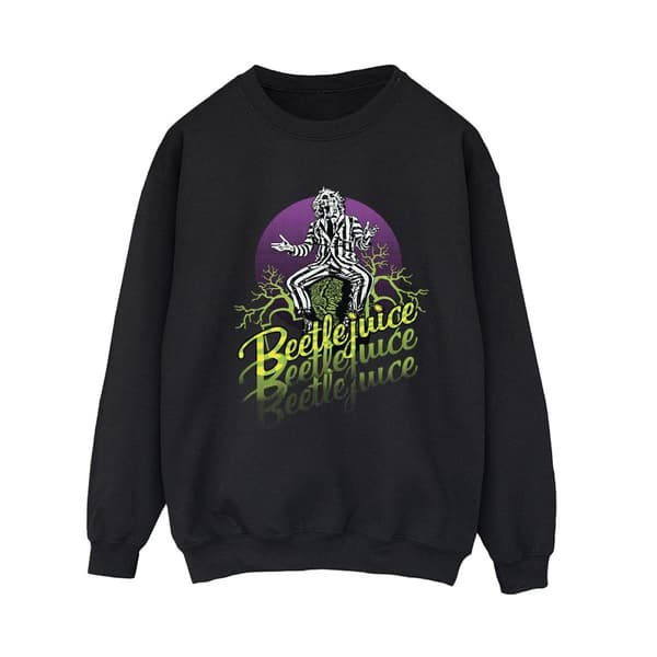 Beetlejuice Dam/Tjej Sweatshirt med lila cirkel