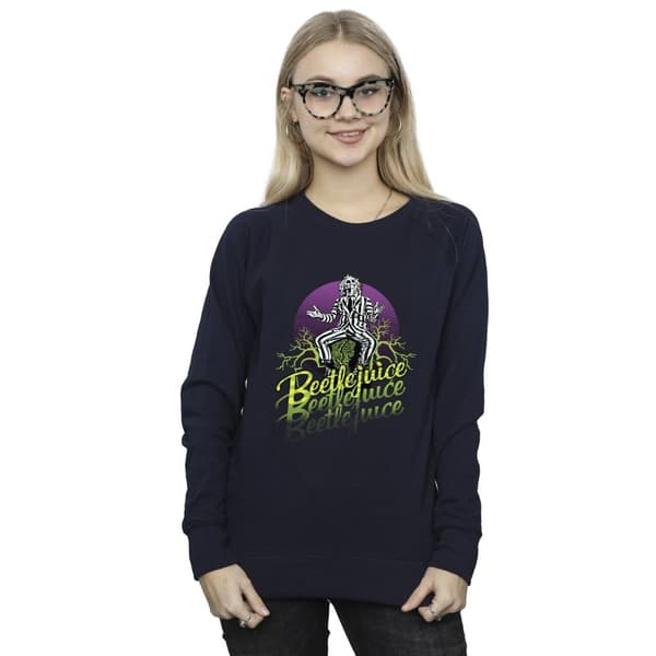 Beetlejuice Dam/Tjej Sweatshirt med lila cirkel