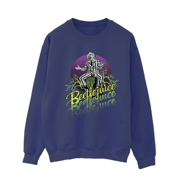 Beetlejuice Dam/Tjej Sweatshirt med lila cirkel
