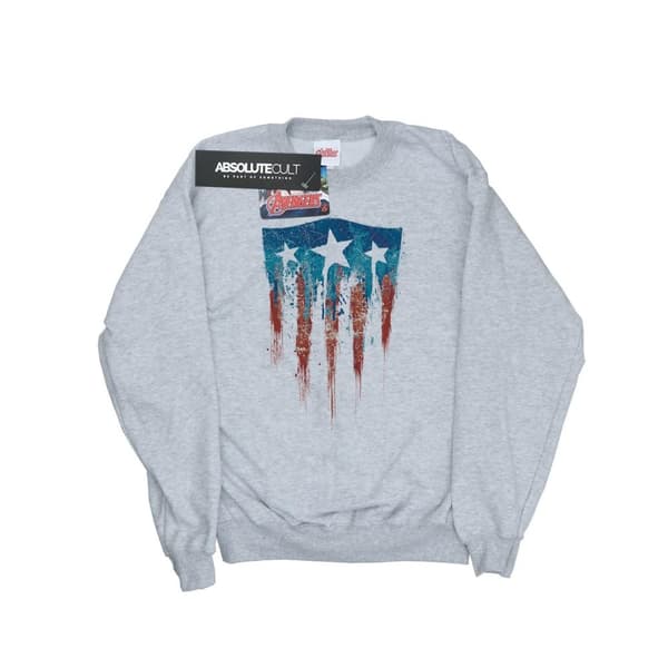 Marvel Mens Captain America Flag Shield Sweatshirt Sports Grey L