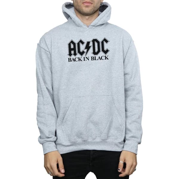 AC/DC Mens Back in Black Logo Hoodie