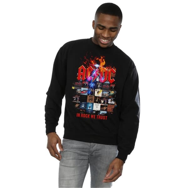 AC/DC Mens In Rock We Trust Album Cover Sweatshirt
