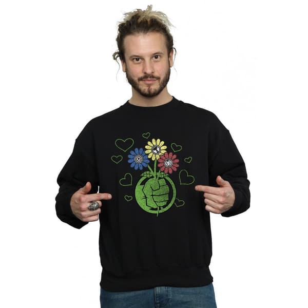Marvel Mens Hulk Flower Fist Sweatshirt