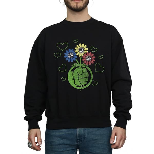 Marvel Mens Hulk Flower Fist Sweatshirt