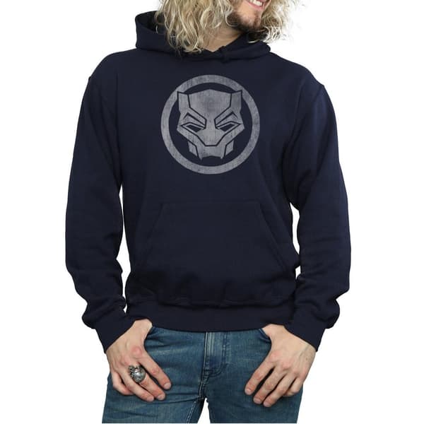 Marvel Mens Black Panther Distressed Icon Hoodie
