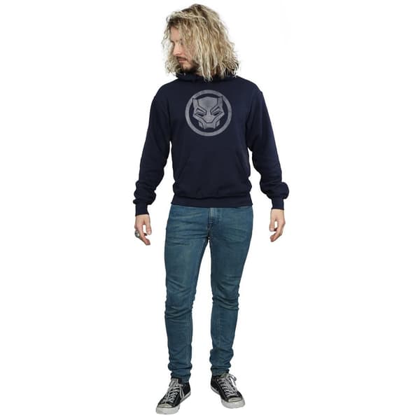Marvel Mens Black Panther Distressed Icon Hoodie