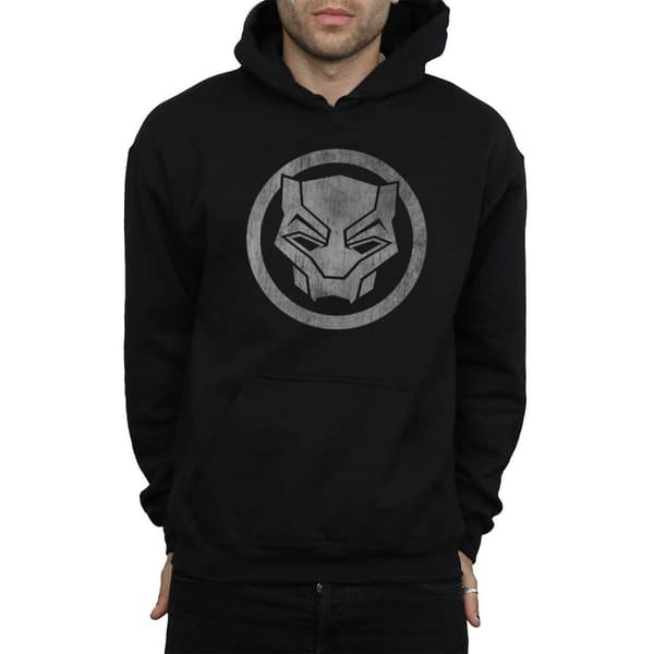 Marvel Mens Black Panther Distressed Icon Hoodie