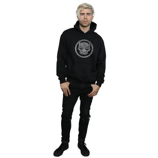 Marvel Mens Black Panther Distressed Icon Hoodie