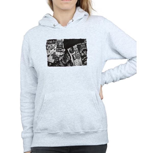 AC/DC Womens/Ladies Badges And Posters Collection Hoodie