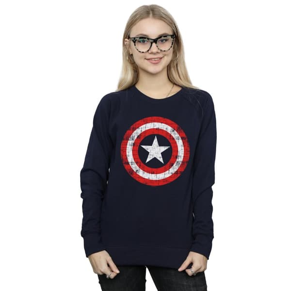 Marvel Dam/Tjej Avengers Captain America Sweatshirt med repad sköld