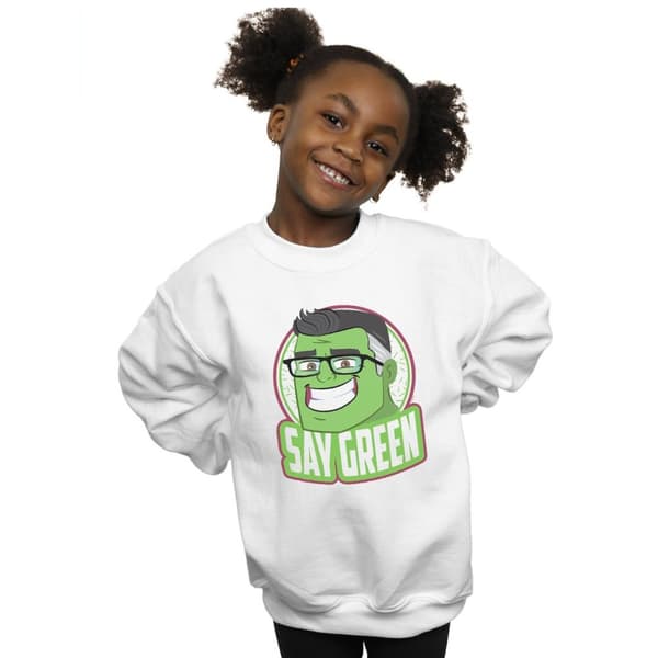 Marvel Girls Avengers Endgame Hulk Say Green Sweatshirt