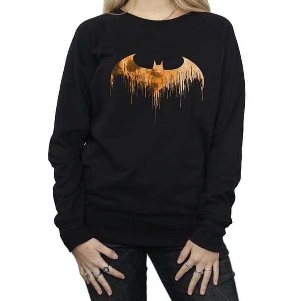 DC Comics Dam/Tjej Batman Arkham Knight Halloween Moon Logo Fill Sweatshirt