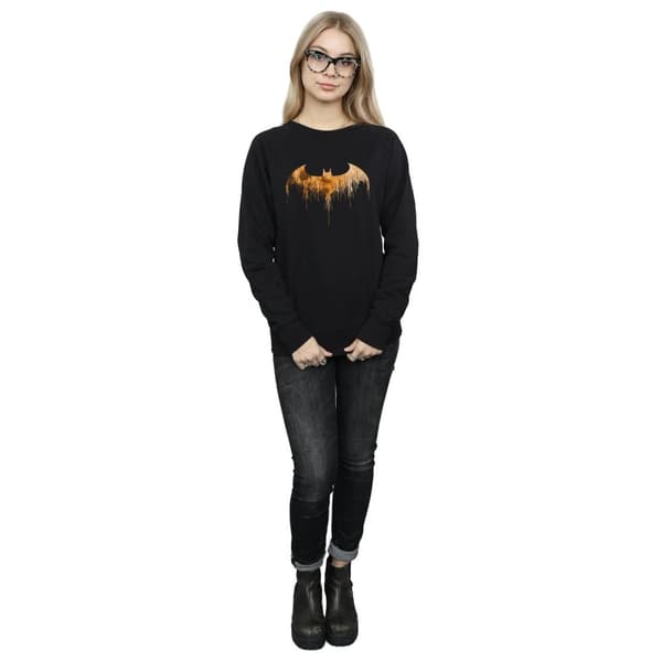 DC Comics Dam/Tjej Batman Arkham Knight Halloween Moon Logo Fill Sweatshirt