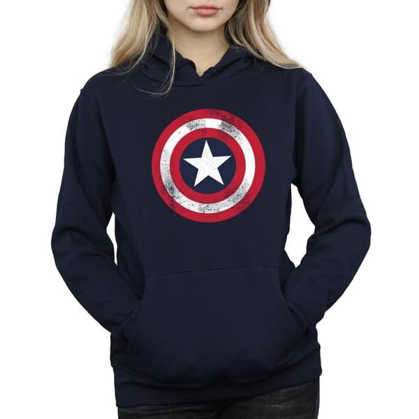 Marvel Womens/Ladies Captain America Distressed Shield Hoodie