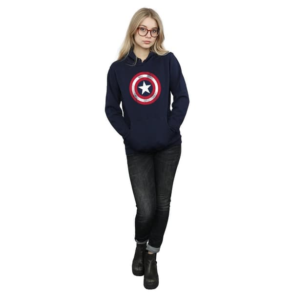 Marvel Womens/Ladies Captain America Distressed Shield Hoodie