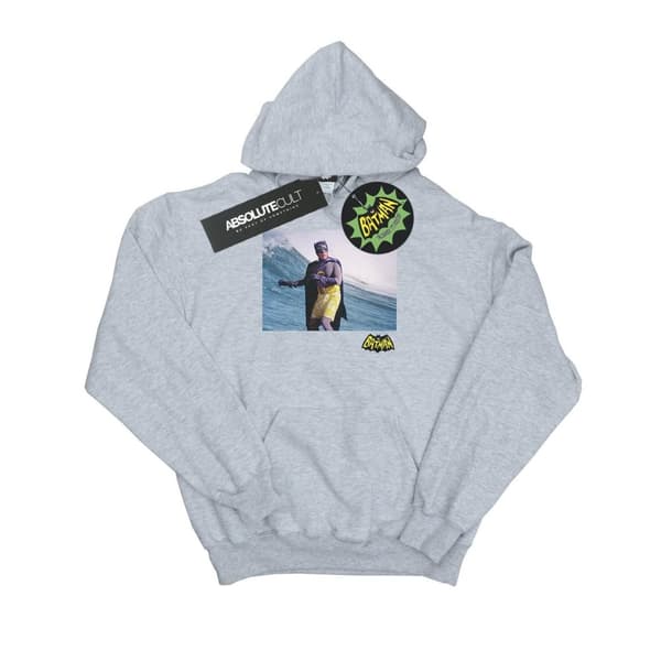 DC Comics Mens Batman TV Series Surfing Logo Hoodie Sports Grey 5XL