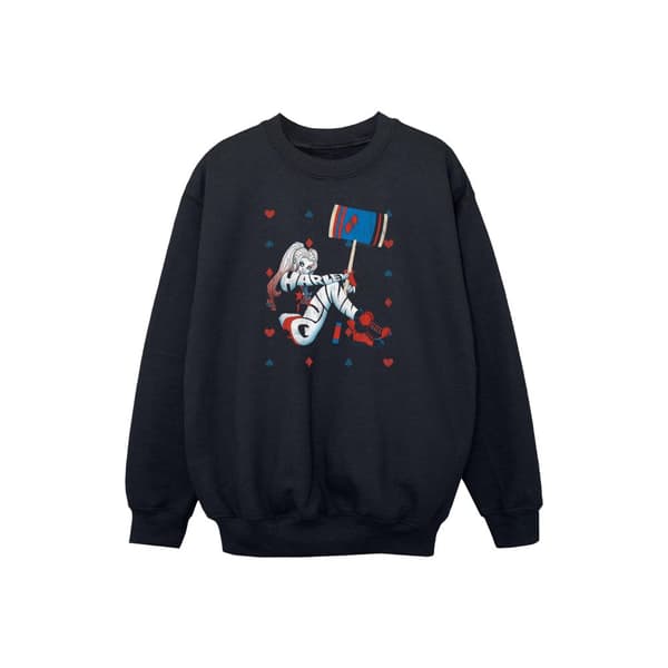 DC Comics Girls Harley Quinn Playing Card Suit Sweatshirt