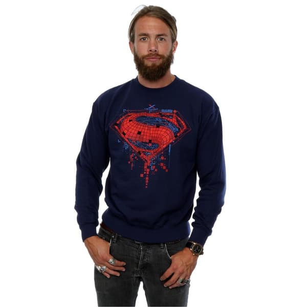 DC Comics Mens Batman v Superman Geo Logo Sweatshirt Navy Blue 3XL