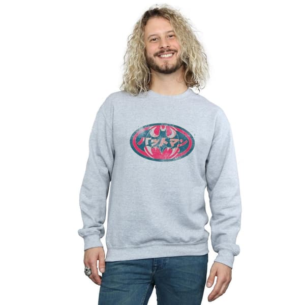DC Comics Mens Batman Japanese Logo Red Sweatshirt