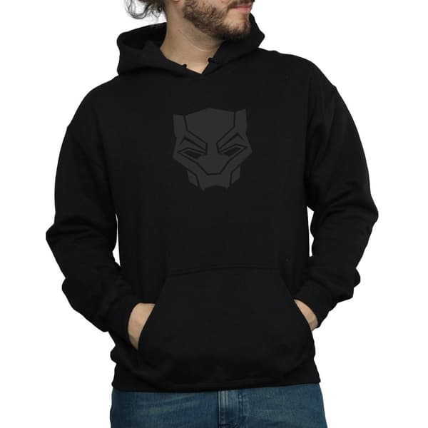 Marvel Mens Black Panther Black On Black Hoodie