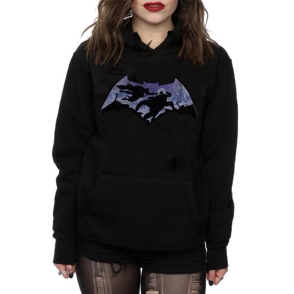 DC Comics Womens/Ladies Batman v Superman Battle Silhouette Hoodie